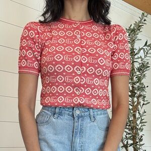 Gucci Red Geometric Pattern monogram Sweater